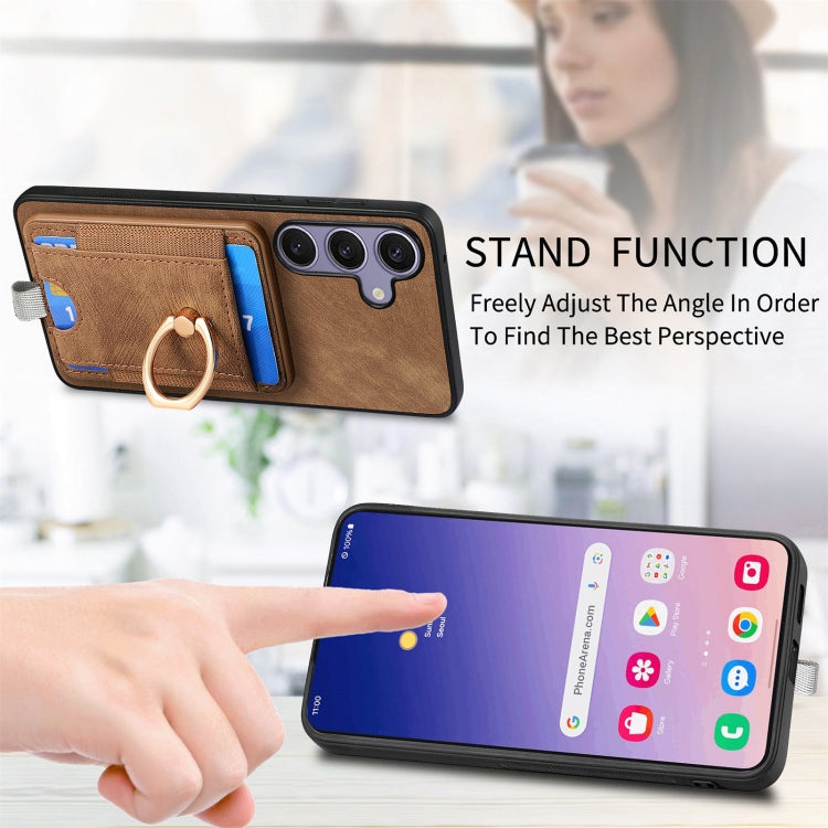 For Samsung Galaxy S25+ 5G Retro Splitable Magnetic Card Bag Leather Phone Case(Brown) by buy2fix