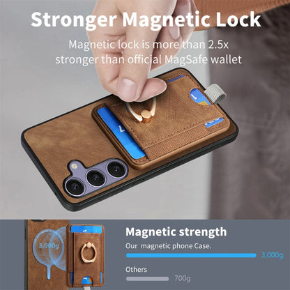 For Samsung Galaxy S25+ 5G Retro Splitable Magnetic Card Bag Leather Phone Case(Brown) by buy2fix