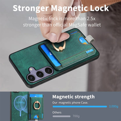 For Samsung Galaxy S25+ 5G Retro Splitable Magnetic Card Bag Leather Phone Case(Green) by buy2fix