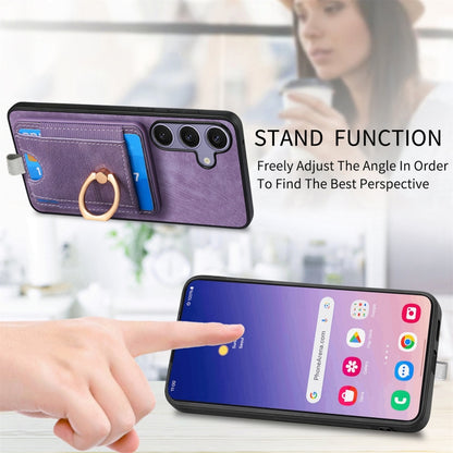 For Samsung Galaxy S25+ 5G Retro Splitable Magnetic Card Bag Leather Phone Case(Purple) by buy2fix