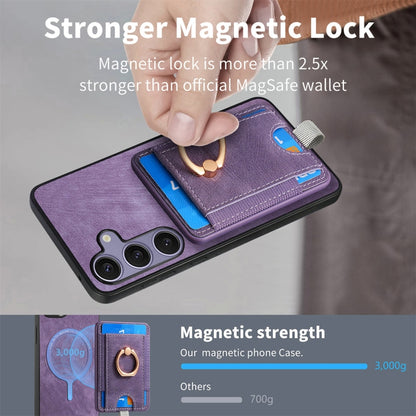 For Samsung Galaxy S25+ 5G Retro Splitable Magnetic Card Bag Leather Phone Case(Purple) by buy2fix