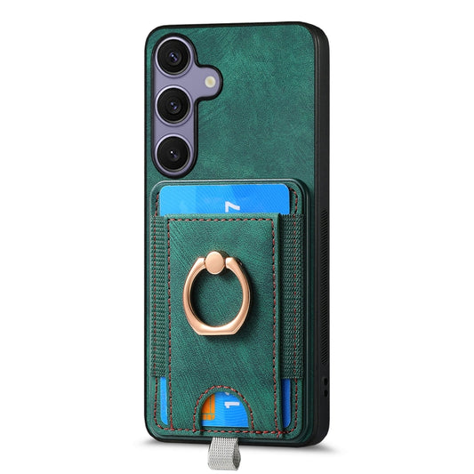 For Samsung Galaxy S25 Ultra 5G Retro Splitable Magnetic Card Bag Leather Phone Case(Green) by buy2fix