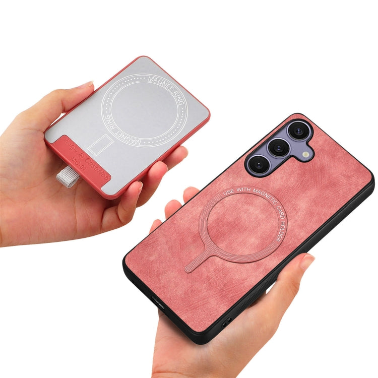 For Samsung Galaxy S25 Ultra 5G Retro Splitable Magnetic Card Bag Leather Phone Case(Pink) by buy2fix