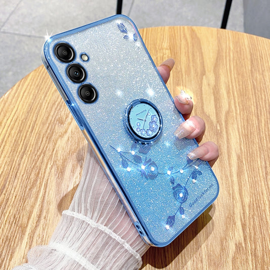 For Samsung Galaxy S25+ 5G Gradient Glitter Immortal Flower Ring All-inclusive Phone Case(Blue) by buy2fix