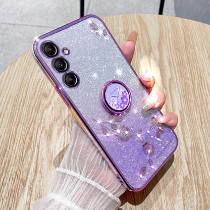 For Samsung Galaxy S25 Ultra 5G Gradient Glitter Immortal Flower Ring All-inclusive Phone Case(Purple) by buy2fix
