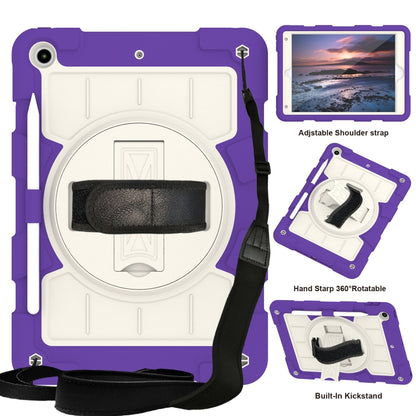 For iPad 10.2 2021 / 2020 / 2019 Silicone Hybrid PC Shockproof Tablet Case with Shoulder Strap(Catharanthus Roseus) - iPad 10.2 Cases by buy2fix | Online Shopping UK | buy2fix