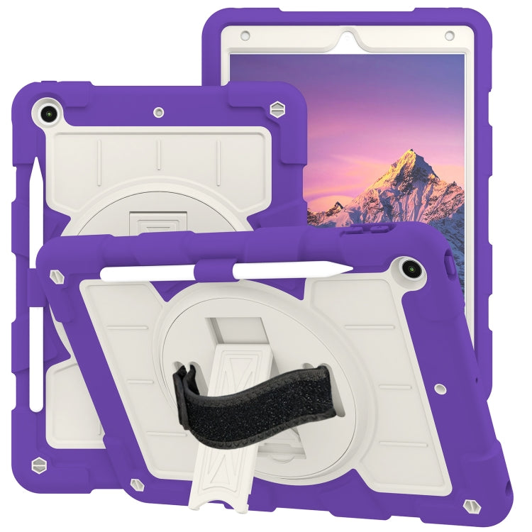 For iPad 10.2 2021 / 2020 / 2019 Silicone Hybrid PC Shockproof Tablet Case with Shoulder Strap(Catharanthus Roseus) - iPad 10.2 Cases by buy2fix | Online Shopping UK | buy2fix