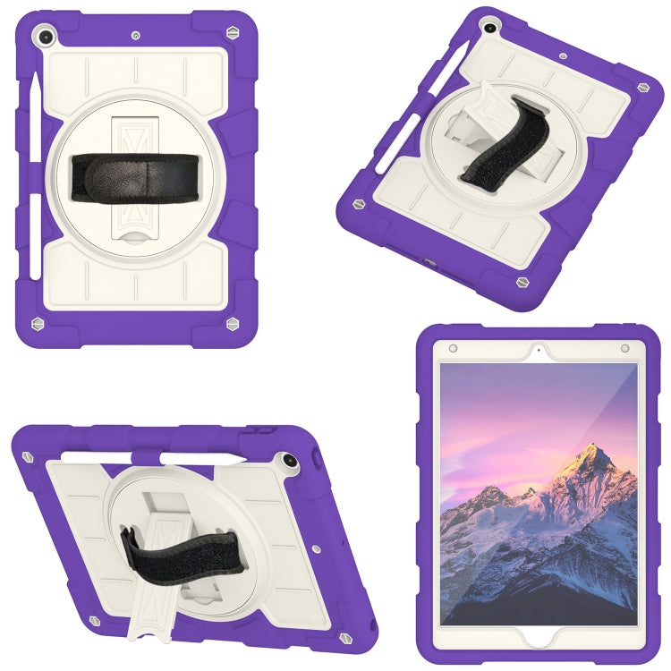 For iPad 10.2 2021 / 2020 / 2019 Silicone Hybrid PC Shockproof Tablet Case with Shoulder Strap(Catharanthus Roseus) - iPad 10.2 Cases by buy2fix | Online Shopping UK | buy2fix
