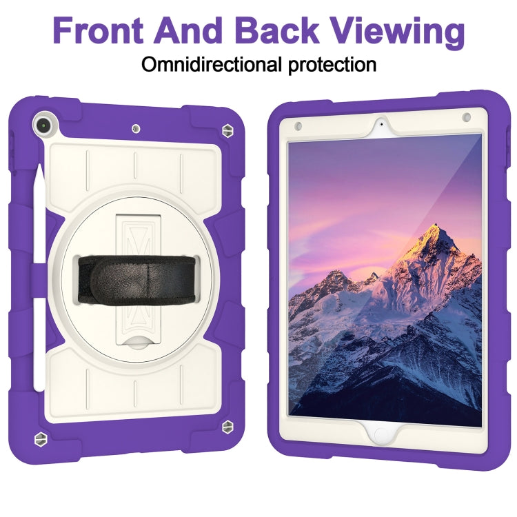 For iPad 10.2 2021 / 2020 / 2019 Silicone Hybrid PC Shockproof Tablet Case with Shoulder Strap(Catharanthus Roseus) - iPad 10.2 Cases by buy2fix | Online Shopping UK | buy2fix