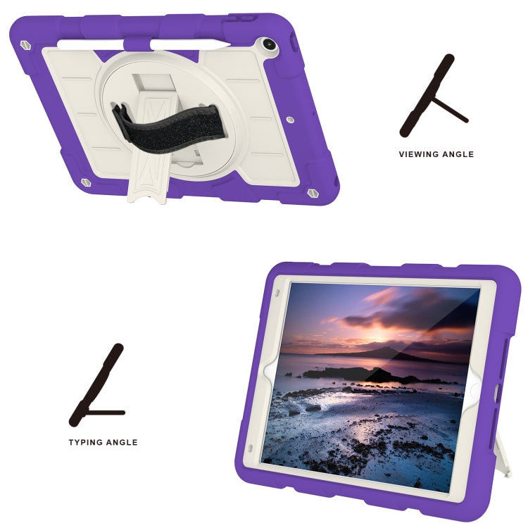 For iPad 10.2 2021 / 2020 / 2019 Silicone Hybrid PC Shockproof Tablet Case with Shoulder Strap(Catharanthus Roseus) - iPad 10.2 Cases by buy2fix | Online Shopping UK | buy2fix