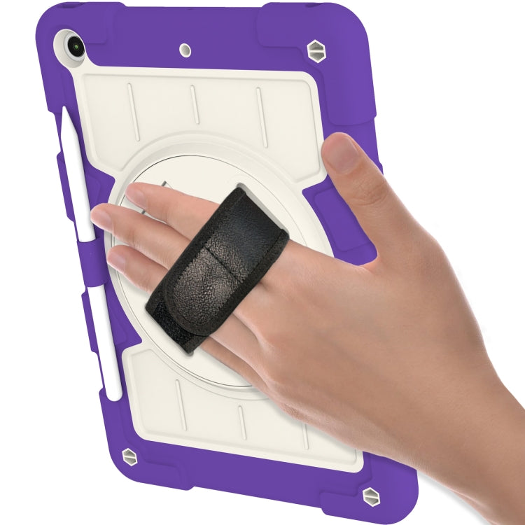 For iPad 10.2 2021 / 2020 / 2019 Silicone Hybrid PC Shockproof Tablet Case with Shoulder Strap(Catharanthus Roseus) - iPad 10.2 Cases by buy2fix | Online Shopping UK | buy2fix