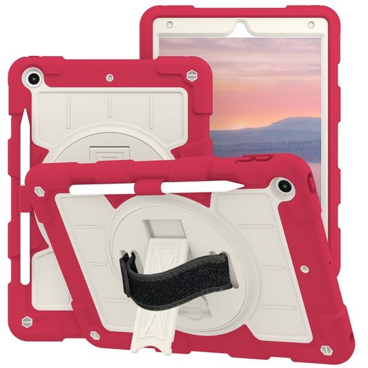 For iPad 10.2 2021 / 2020 / 2019 Silicone Hybrid PC Shockproof Tablet Case with Shoulder Strap(Feifan Magenta) - iPad 10.2 Cases by buy2fix | Online Shopping UK | buy2fix