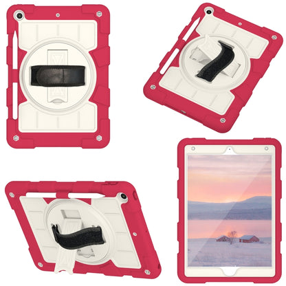 For iPad 10.2 2021 / 2020 / 2019 Silicone Hybrid PC Shockproof Tablet Case with Shoulder Strap(Feifan Magenta) - iPad 10.2 Cases by buy2fix | Online Shopping UK | buy2fix