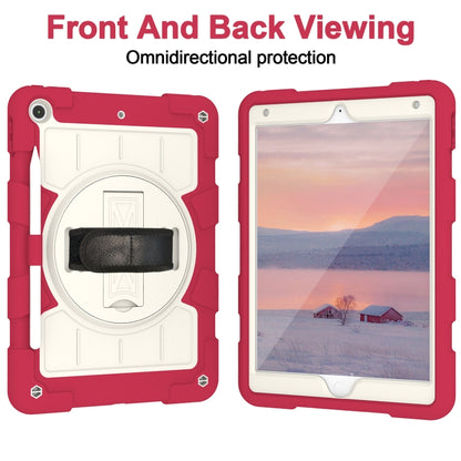 For iPad 10.2 2021 / 2020 / 2019 Silicone Hybrid PC Shockproof Tablet Case with Shoulder Strap(Feifan Magenta) - iPad 10.2 Cases by buy2fix | Online Shopping UK | buy2fix