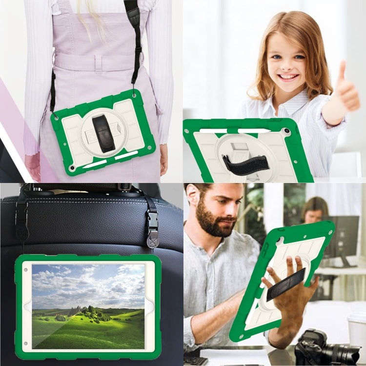 For iPad 10.2 2021 / 2020 / 2019 Silicone Hybrid PC Shockproof Tablet Case with Shoulder Strap(Classic Green) - iPad 10.2 Cases by buy2fix | Online Shopping UK | buy2fix