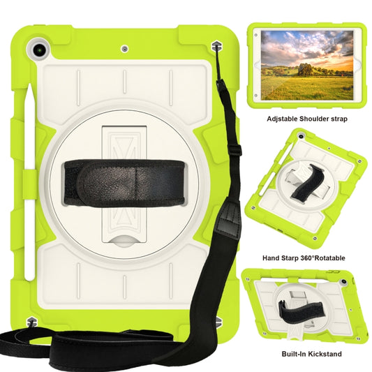 For iPad 10.2 2021 / 2020 / 2019 Silicone Hybrid PC Shockproof Tablet Case with Shoulder Strap(Love Birds Green) - iPad 10.2 Cases by buy2fix | Online Shopping UK | buy2fix