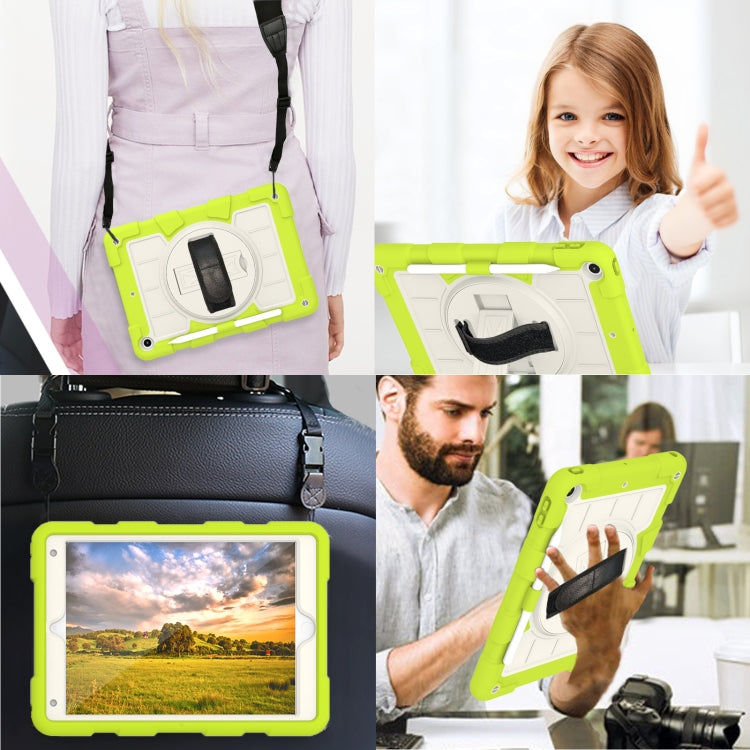 For iPad 10.2 2021 / 2020 / 2019 Silicone Hybrid PC Shockproof Tablet Case with Shoulder Strap(Love Birds Green) - iPad 10.2 Cases by buy2fix | Online Shopping UK | buy2fix