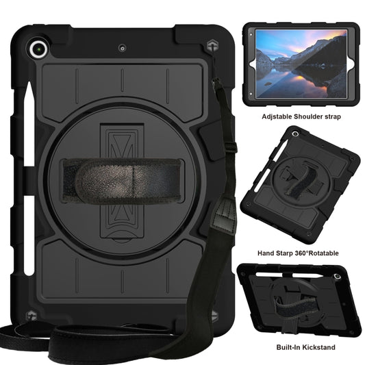 For iPad 10.2 2021 / 2020 / 2019 Silicone Hybrid PC Shockproof Tablet Case with Shoulder Strap(Black) - iPad 10.2 Cases by buy2fix | Online Shopping UK | buy2fix