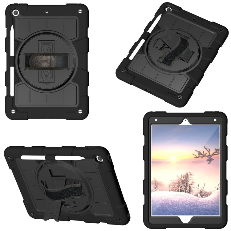 For iPad 10.2 2021 / 2020 / 2019 Silicone Hybrid PC Shockproof Tablet Case with Shoulder Strap(Black) - iPad 10.2 Cases by buy2fix | Online Shopping UK | buy2fix