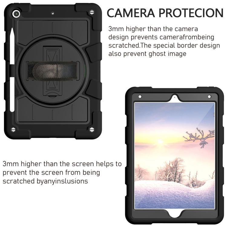 For iPad 10.2 2021 / 2020 / 2019 Silicone Hybrid PC Shockproof Tablet Case with Shoulder Strap(Black) - iPad 10.2 Cases by buy2fix | Online Shopping UK | buy2fix