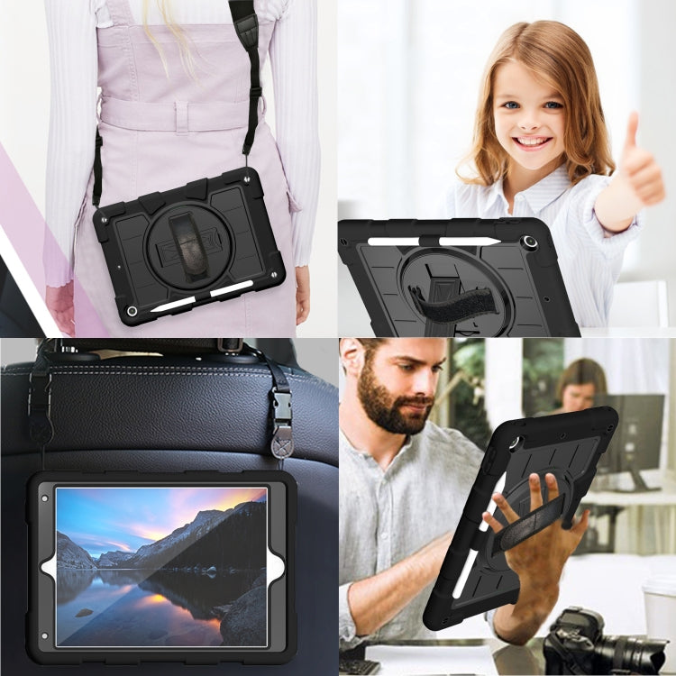 For iPad 10.2 2021 / 2020 / 2019 Silicone Hybrid PC Shockproof Tablet Case with Shoulder Strap(Black) - iPad 10.2 Cases by buy2fix | Online Shopping UK | buy2fix