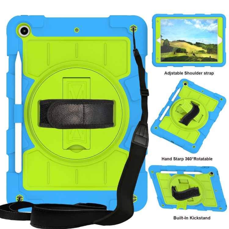 For iPad 10.2 2021 / 2020 / 2019 Silicone Hybrid PC Shockproof Tablet Case with Shoulder Strap(Bluish-Green) - iPad 10.2 Cases by buy2fix | Online Shopping UK | buy2fix