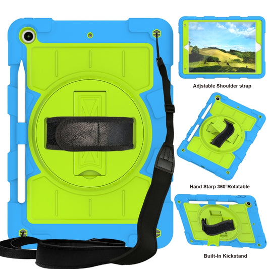 For iPad 10.2 2021 / 2020 / 2019 Silicone Hybrid PC Shockproof Tablet Case with Shoulder Strap(Bluish-Green) - iPad 10.2 Cases by buy2fix | Online Shopping UK | buy2fix