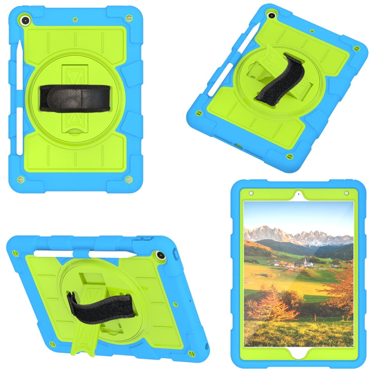 For iPad 10.2 2021 / 2020 / 2019 Silicone Hybrid PC Shockproof Tablet Case with Shoulder Strap(Bluish-Green) - iPad 10.2 Cases by buy2fix | Online Shopping UK | buy2fix