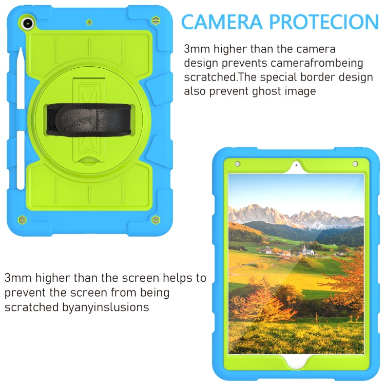 For iPad 10.2 2021 / 2020 / 2019 Silicone Hybrid PC Shockproof Tablet Case with Shoulder Strap(Bluish-Green) - iPad 10.2 Cases by buy2fix | Online Shopping UK | buy2fix