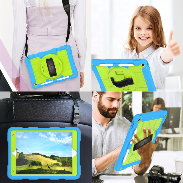 For iPad 10.2 2021 / 2020 / 2019 Silicone Hybrid PC Shockproof Tablet Case with Shoulder Strap(Bluish-Green) - iPad 10.2 Cases by buy2fix | Online Shopping UK | buy2fix