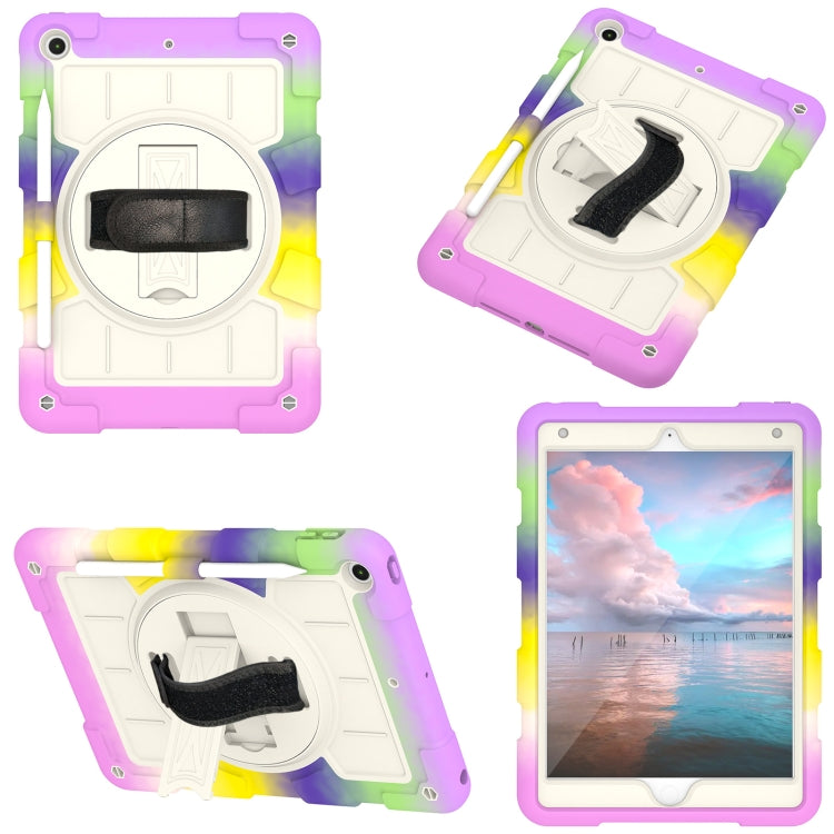 For iPad 10.2 2021 / 2020 / 2019 Silicone Hybrid PC Shockproof Tablet Case with Shoulder Strap(Colorful Purple) - iPad 10.2 Cases by buy2fix | Online Shopping UK | buy2fix