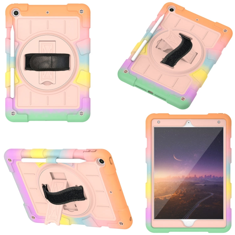 For iPad 10.2 2021 / 2020 / 2019 Silicone Hybrid PC Shockproof Tablet Case with Shoulder Strap(Colorful Gold) - iPad 10.2 Cases by buy2fix | Online Shopping UK | buy2fix