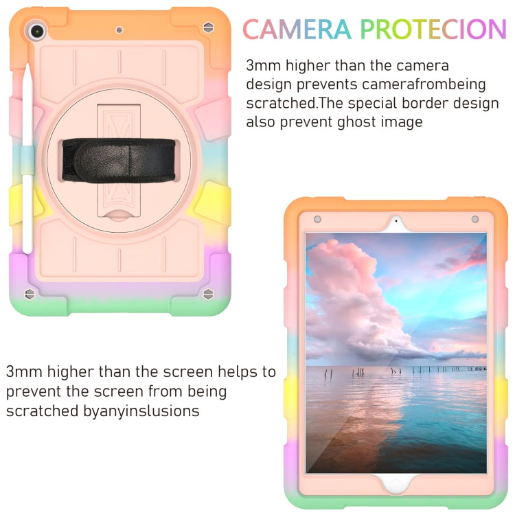 For iPad 10.2 2021 / 2020 / 2019 Silicone Hybrid PC Shockproof Tablet Case with Shoulder Strap(Colorful Gold) - iPad 10.2 Cases by buy2fix | Online Shopping UK | buy2fix