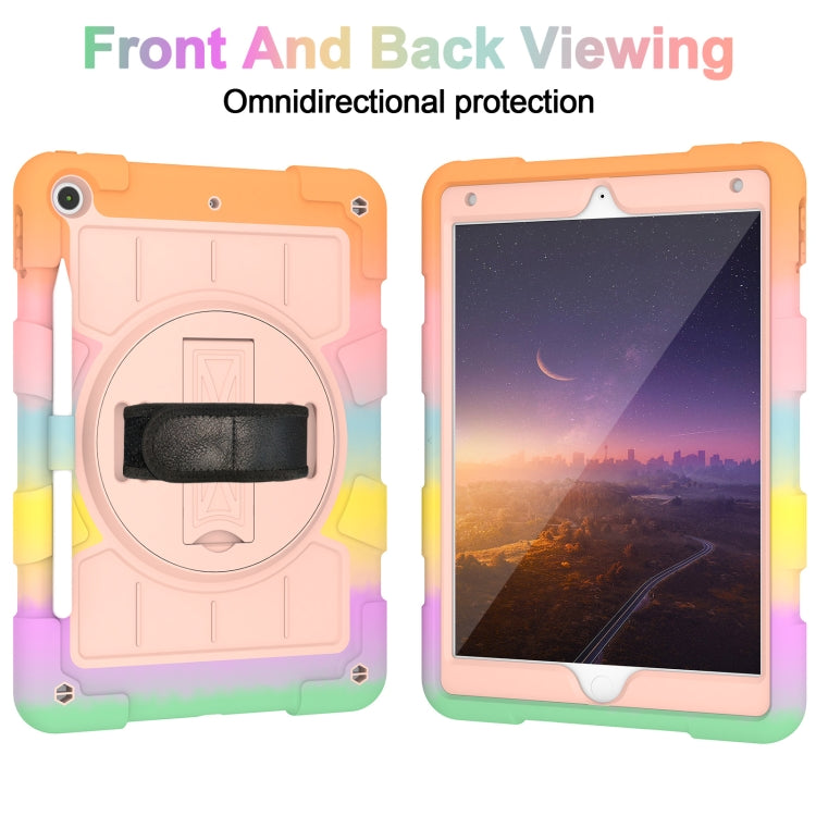 For iPad 10.2 2021 / 2020 / 2019 Silicone Hybrid PC Shockproof Tablet Case with Shoulder Strap(Colorful Gold) - iPad 10.2 Cases by buy2fix | Online Shopping UK | buy2fix