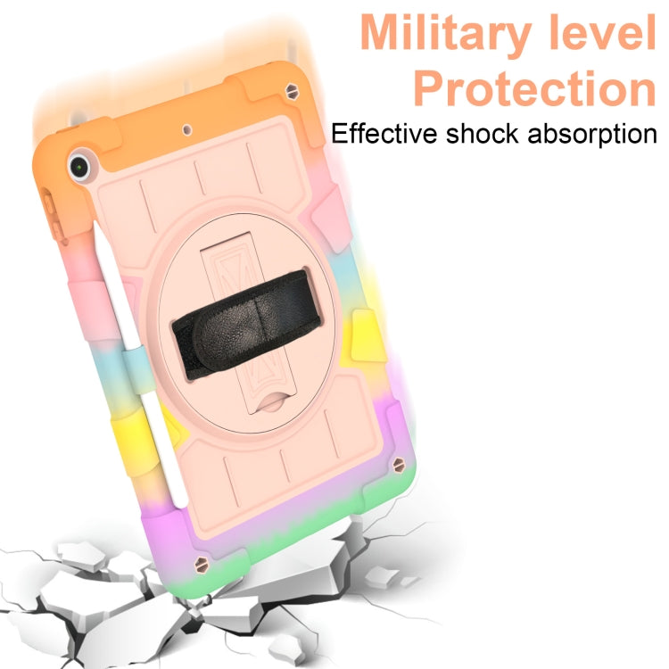 For iPad 10.2 2021 / 2020 / 2019 Silicone Hybrid PC Shockproof Tablet Case with Shoulder Strap(Colorful Gold) - iPad 10.2 Cases by buy2fix | Online Shopping UK | buy2fix