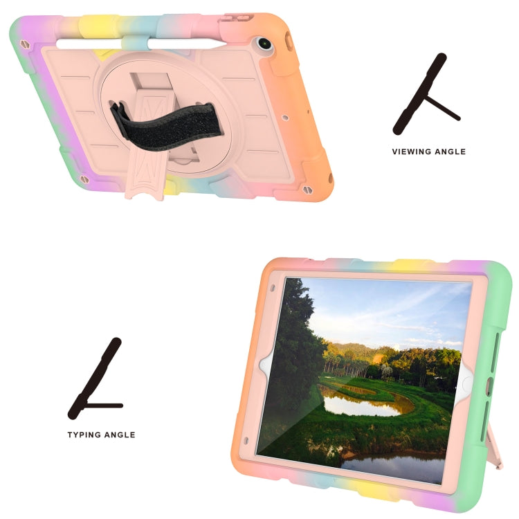 For iPad 10.2 2021 / 2020 / 2019 Silicone Hybrid PC Shockproof Tablet Case with Shoulder Strap(Colorful Gold) - iPad 10.2 Cases by buy2fix | Online Shopping UK | buy2fix