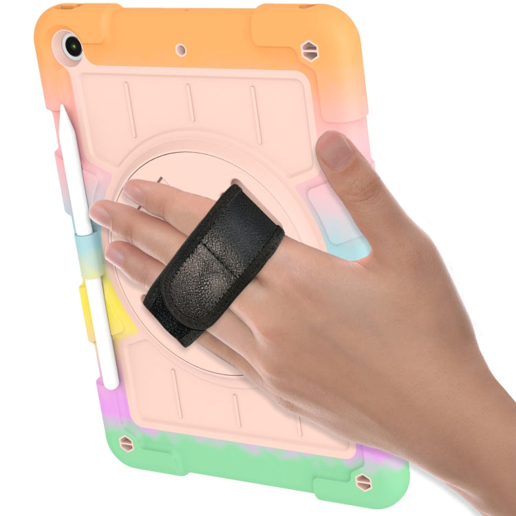 For iPad 10.2 2021 / 2020 / 2019 Silicone Hybrid PC Shockproof Tablet Case with Shoulder Strap(Colorful Gold) - iPad 10.2 Cases by buy2fix | Online Shopping UK | buy2fix