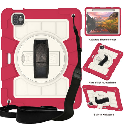 For iPad Pro 11 2018 / 2020 Silicone Hybrid PC Shockproof Tablet Case with Shoulder Strap(Feifan Magenta) - iPad Pro 11 (2020) Cases by buy2fix | Online Shopping UK | buy2fix