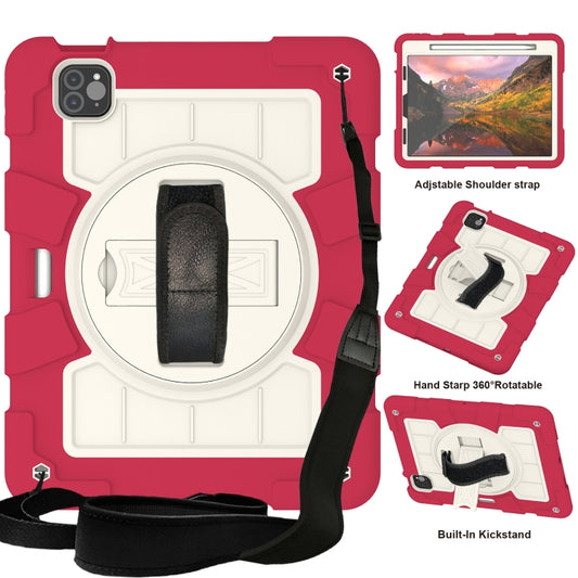For iPad Pro 11 2018 / 2020 Silicone Hybrid PC Shockproof Tablet Case with Shoulder Strap(Feifan Magenta) - iPad Pro 11 (2020) Cases by buy2fix | Online Shopping UK | buy2fix