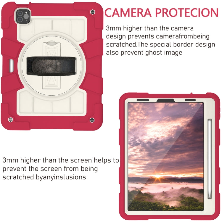 For iPad Pro 11 2018 / 2020 Silicone Hybrid PC Shockproof Tablet Case with Shoulder Strap(Feifan Magenta) - iPad Pro 11 (2020) Cases by buy2fix | Online Shopping UK | buy2fix