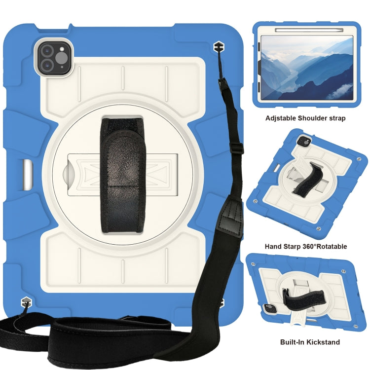 For iPad Pro 11 2018 / 2020 Silicone Hybrid PC Shockproof Tablet Case with Shoulder Strap(Azure Blue) - iPad Pro 11 (2020) Cases by buy2fix | Online Shopping UK | buy2fix