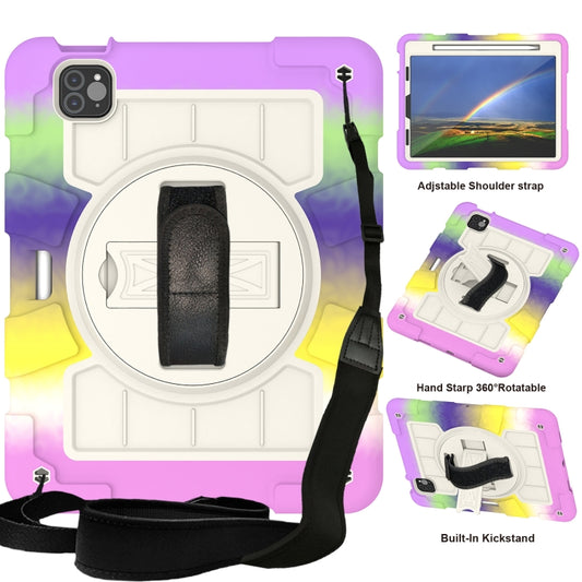 For iPad Pro 11 2018 / 2020 Silicone Hybrid PC Shockproof Tablet Case with Shoulder Strap(Colorful Purple) - iPad Pro 11 (2020) Cases by buy2fix | Online Shopping UK | buy2fix