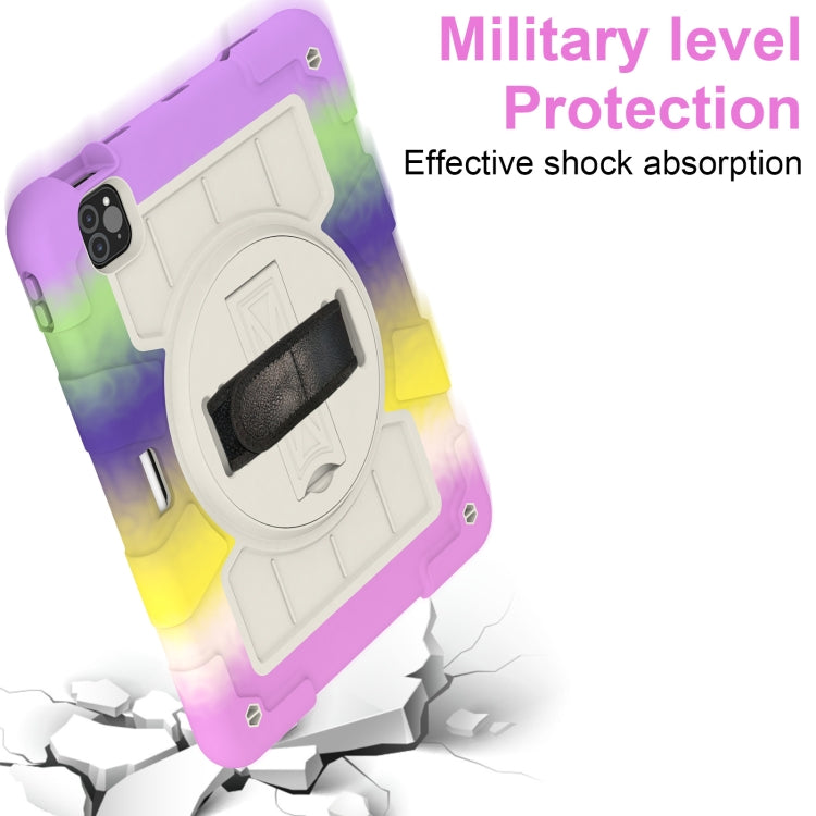 For iPad Pro 11 2018 / 2020 Silicone Hybrid PC Shockproof Tablet Case with Shoulder Strap(Colorful Purple) - iPad Pro 11 (2020) Cases by buy2fix | Online Shopping UK | buy2fix