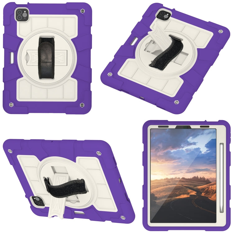 For iPad Air 2020 / 2022 10.9 Silicone Hybrid PC Shockproof Tablet Case with Shoulder Strap(Catharanthus Roseus) - iPad Air (2022) / (2020) 10.9 Cases by buy2fix | Online Shopping UK | buy2fix