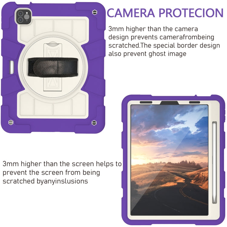 For iPad Air 2020 / 2022 10.9 Silicone Hybrid PC Shockproof Tablet Case with Shoulder Strap(Catharanthus Roseus) - iPad Air (2022) / (2020) 10.9 Cases by buy2fix | Online Shopping UK | buy2fix