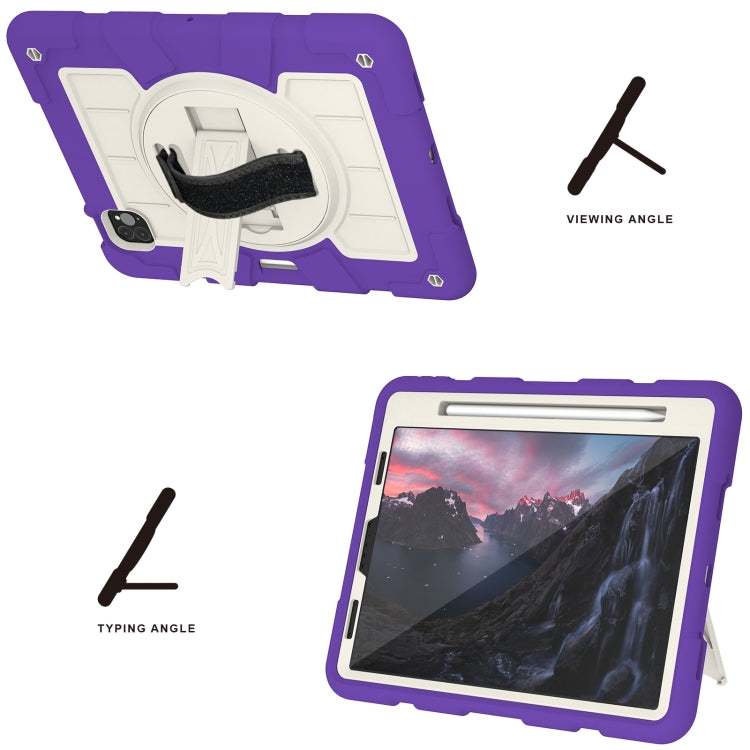 For iPad Air 2020 / 2022 10.9 Silicone Hybrid PC Shockproof Tablet Case with Shoulder Strap(Catharanthus Roseus) - iPad Air (2022) / (2020) 10.9 Cases by buy2fix | Online Shopping UK | buy2fix