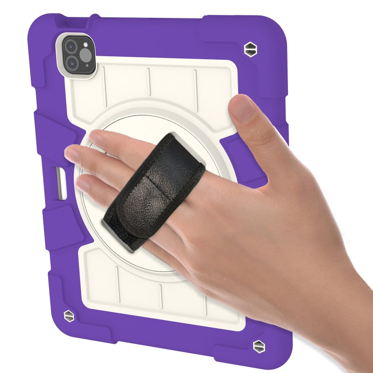 For iPad Air 2020 / 2022 10.9 Silicone Hybrid PC Shockproof Tablet Case with Shoulder Strap(Catharanthus Roseus) - iPad Air (2022) / (2020) 10.9 Cases by buy2fix | Online Shopping UK | buy2fix