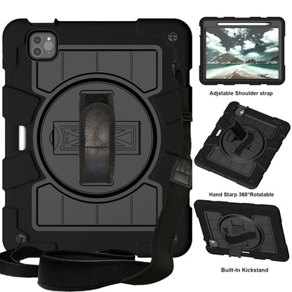 For iPad Air 2020 / 2022 10.9 Silicone Hybrid PC Shockproof Tablet Case with Shoulder Strap(Black) - iPad Air (2022) / (2020) 10.9 Cases by buy2fix | Online Shopping UK | buy2fix