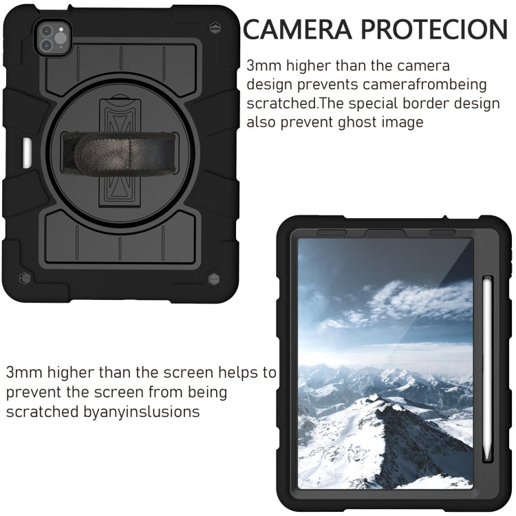 For iPad Air 2020 / 2022 10.9 Silicone Hybrid PC Shockproof Tablet Case with Shoulder Strap(Black) - iPad Air (2022) / (2020) 10.9 Cases by buy2fix | Online Shopping UK | buy2fix
