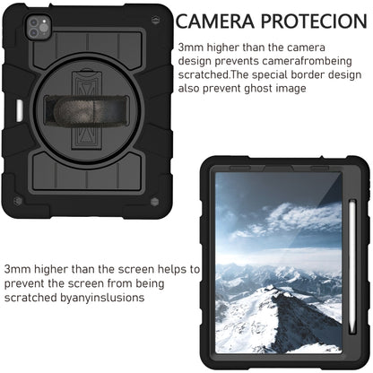 For iPad Air 2020 / 2022 10.9 Silicone Hybrid PC Shockproof Tablet Case with Shoulder Strap(Black) - iPad Air (2022) / (2020) 10.9 Cases by buy2fix | Online Shopping UK | buy2fix